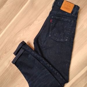 Levi's Wedgie Jeans (24) dark wash w/ white flecks